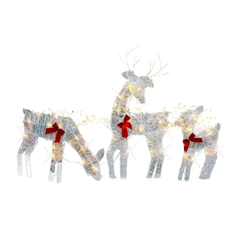 Lighted Christmas Reindeer and Sleigh Decoration