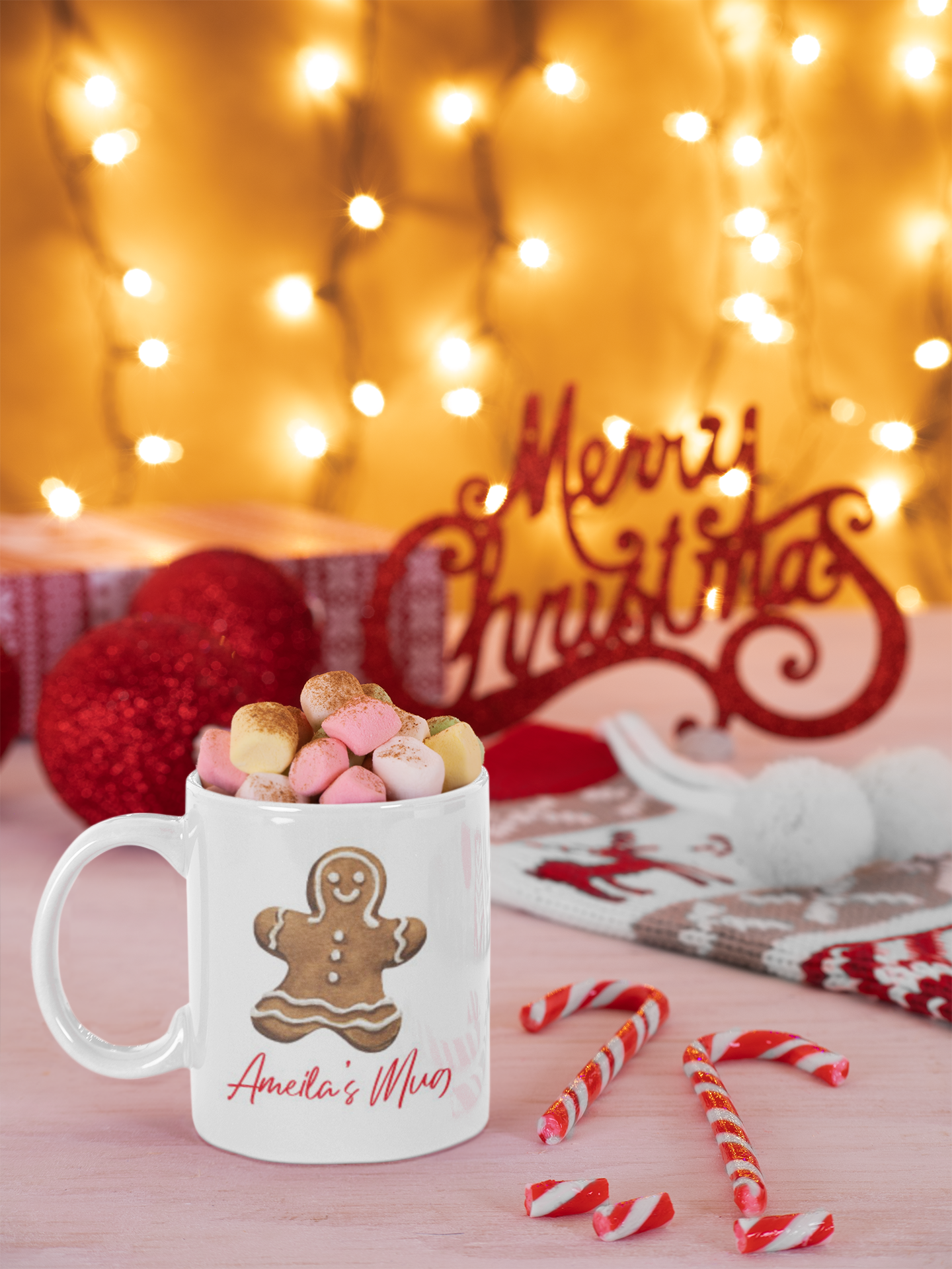 Personalised Wording Gingerbread Christmas Ceramic Mug-0