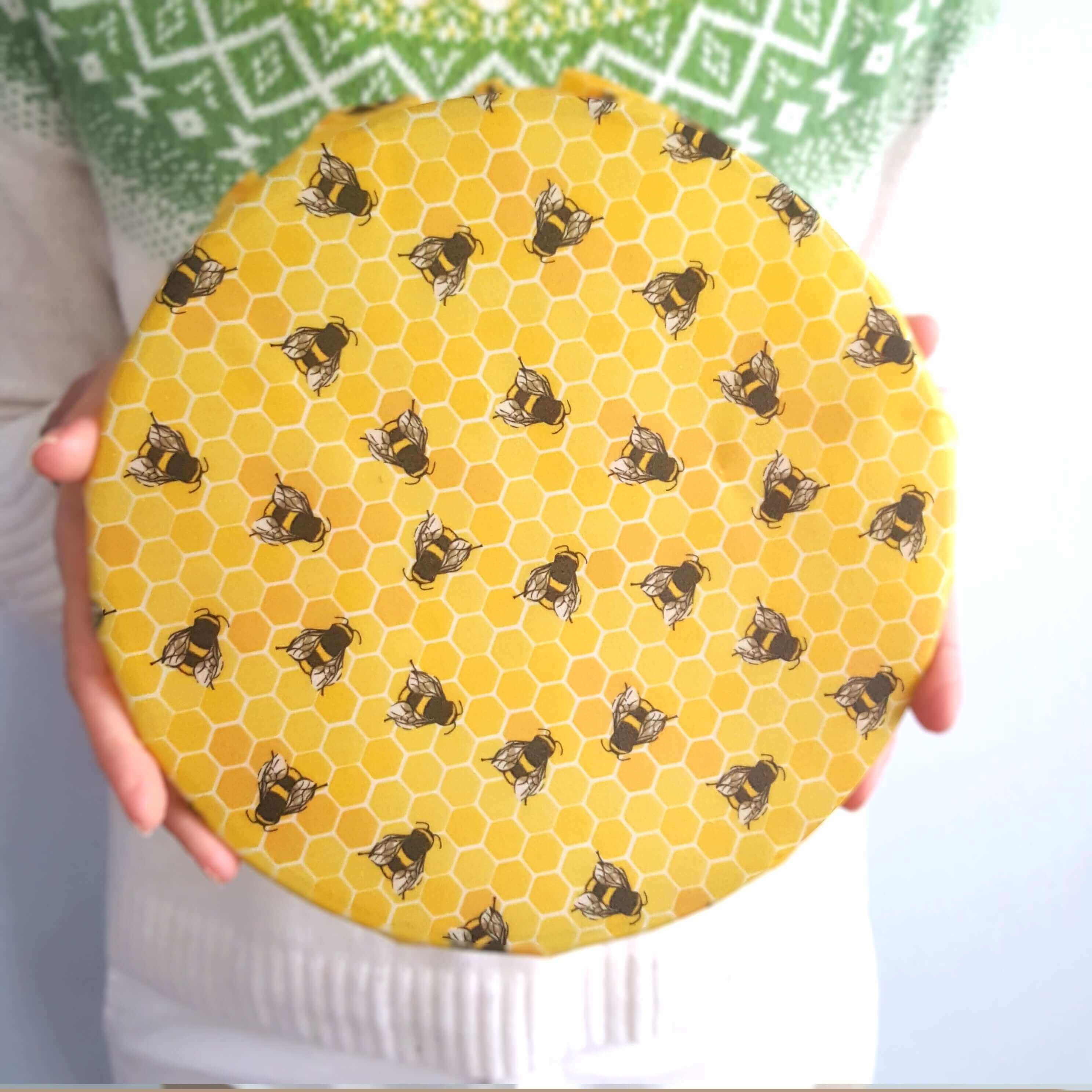 *Set of 3 Handmade Beeswax Wraps | Bees & Cherries-4
